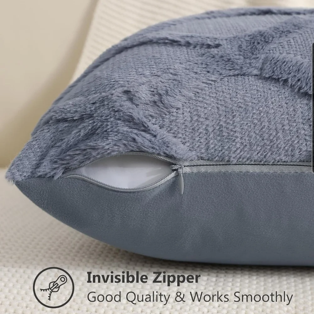 Set Of 2 Decorative Gray Accent Pillow Covers Size 18 X 18